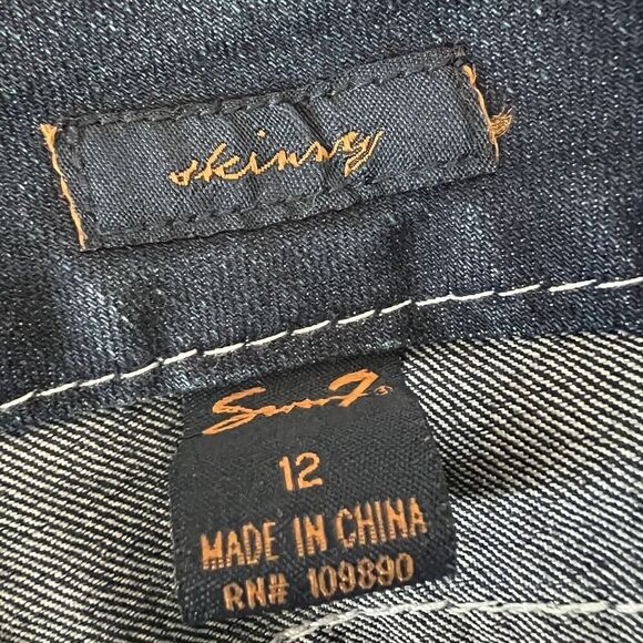 Seven7 Womens Blue Skinny Jeans Mid Rise Pockets Logo Cotton Blend - Picture 6 of 13